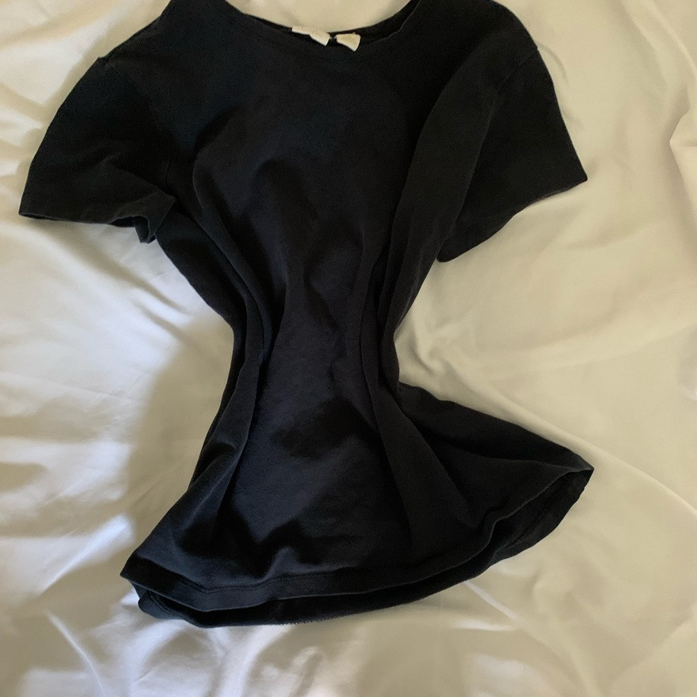 Black tee, size medium in women’s, not very worn down